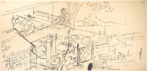 Utagawa Kunisada, Two Courtesans Enjoying the View from a Teahouse