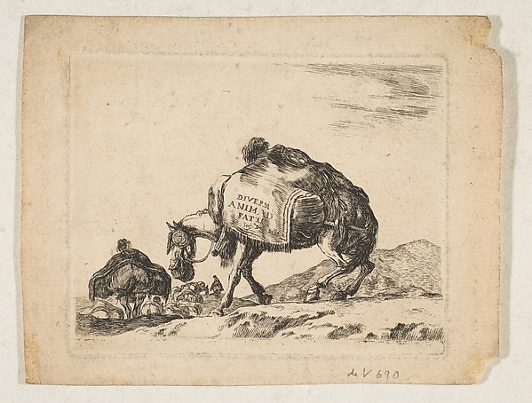 Stefano della Bella, Plate 1: a pack horse, from "Various animals" (Diversi animali)
