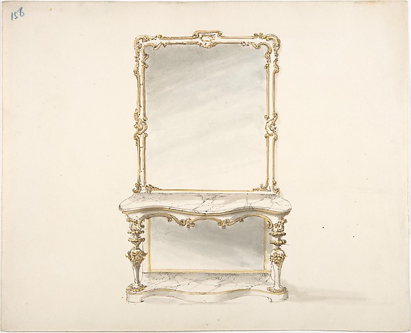Anonymous, British, 19th century, Design for a Mirrored Marble Table Ornamented with Gold
