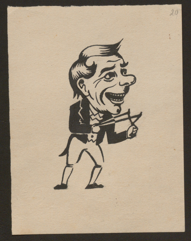 Unknown artist, joonistus, mees rakulkaga. A. Trilljärve kogu