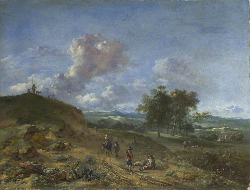 Jan Wijnants, A Landscape with a High Dune and Peasants on a Road