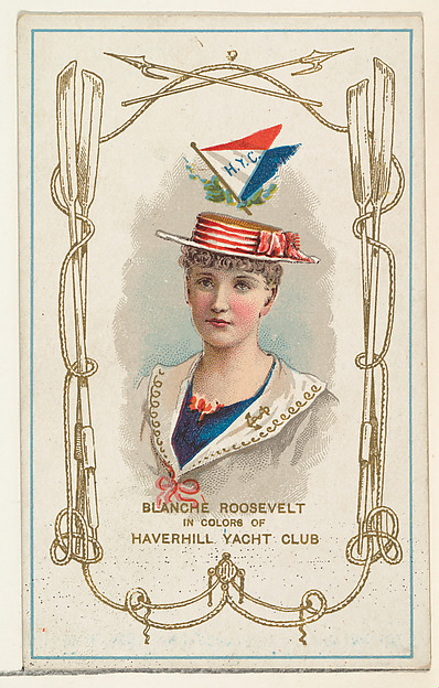 W. Duke, Sons & Co., Blanche Roosevelt in Colors of Haverhill Yacht Club, from the Yacht Colors of the World series (N140) issued by Duke Sons & Co. to promote Honest Long Cut Tobacco