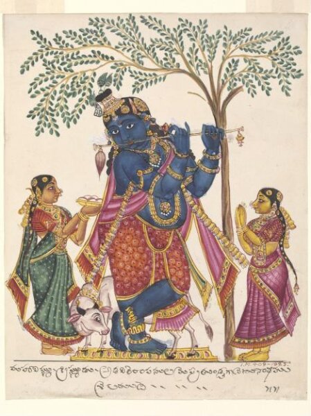 Unknown, Krishna in his form as Venu-Gopala, fluting beneath the kadam tree