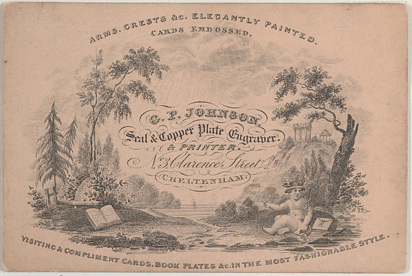 Anonymous, British, 19th century, Trade Card for C.P. Johnson, Seal and Copper Plate Engraver
