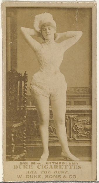 W. Duke, Sons & Co., Card Number 598, Miss Sutherland, from the Actors and Actresses series (N145-7) issued by Duke Sons & Co. to promote Duke Cigarettes