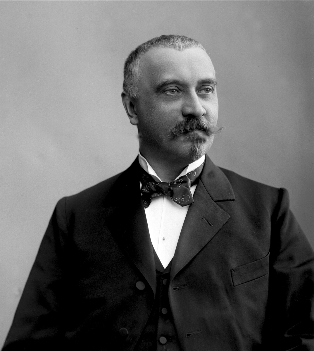 Gustav Borgen, Portrett, mann i mørk dress og tversoversløyfe. Grosserer Ender.