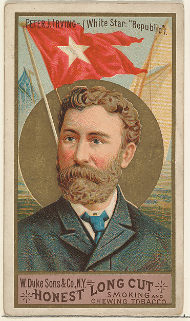 W. Duke, Sons & Co., Peter J. Irving, from the Sea Captains series (N127) issued by Duke Sons & Co. to promote Honest Long Cut Tobacco