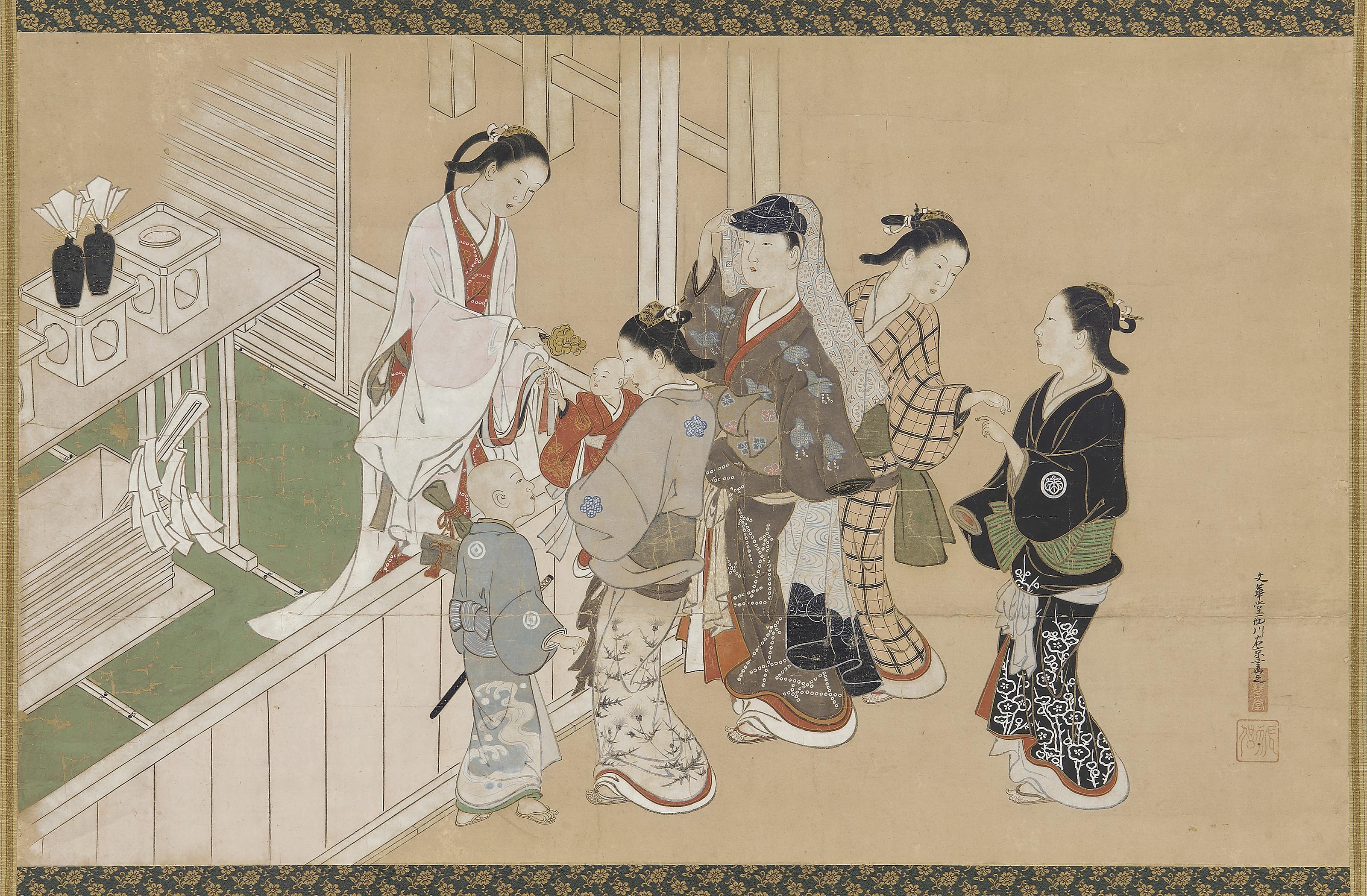 Nishikawa Sukenobu, Infant's first visit to a Shinto shrine