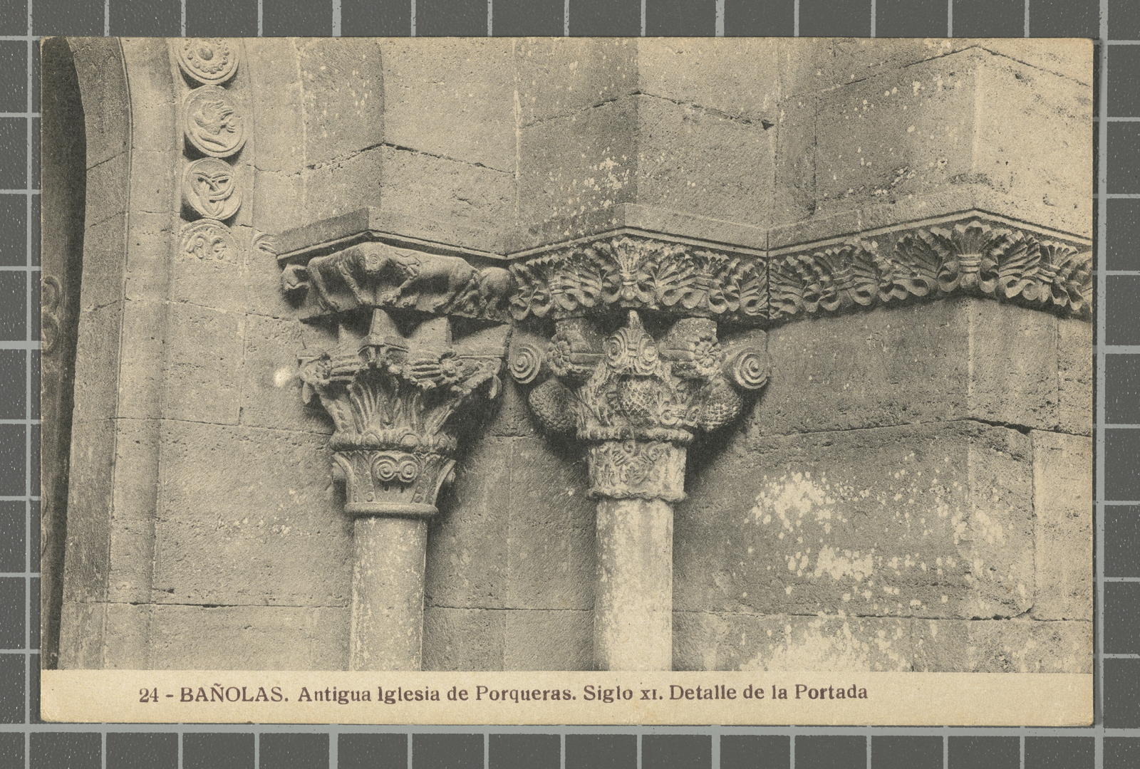 Desconegut, 24 - Bañolas. Antigua Iglesia de Porqueras. Siglo XI. Detalle de la Portada