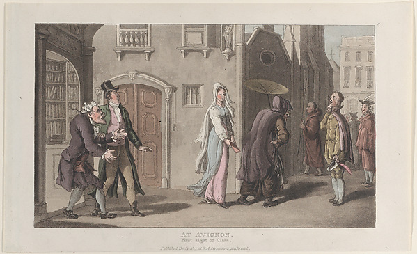 Thomas Rowlandson, At Avignon, First Sight of Clara, from "Journal of Sentimental Travels in the Southern Provinces of France, Shortly Before the Revolution"