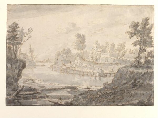 Abraham Rademaker, Capriccio View of an Italianate River Landscape With Country Estate