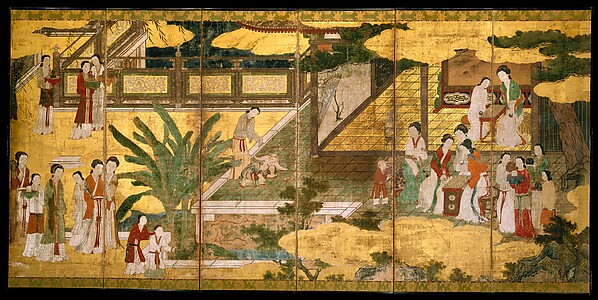 Kano Eitoku, Chinese Women and Children in a Palace Garden