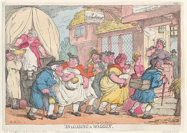 Thomas Rowlandson, A Doleful Disaster, or Miss Fubby Fatarmin's Wig Caught Fire