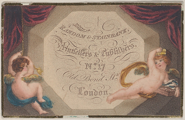 Anonymous, British, 19th century, Trade Card for Random & Stainbeck, Printsellers & Publishers