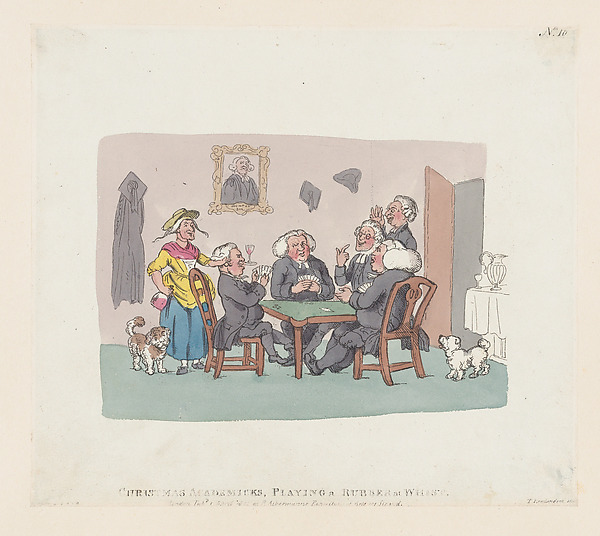 Thomas Rowlandson, Christmas Academics Playing a Rubber at Whist