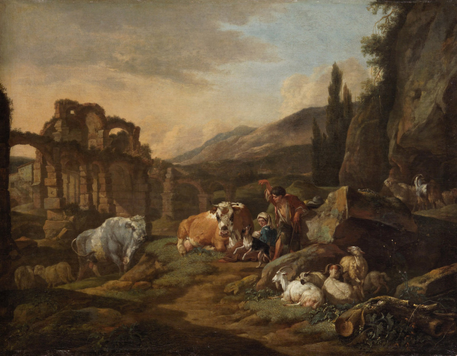 Johann Heinrich Roos, Landschaft mit Tieren