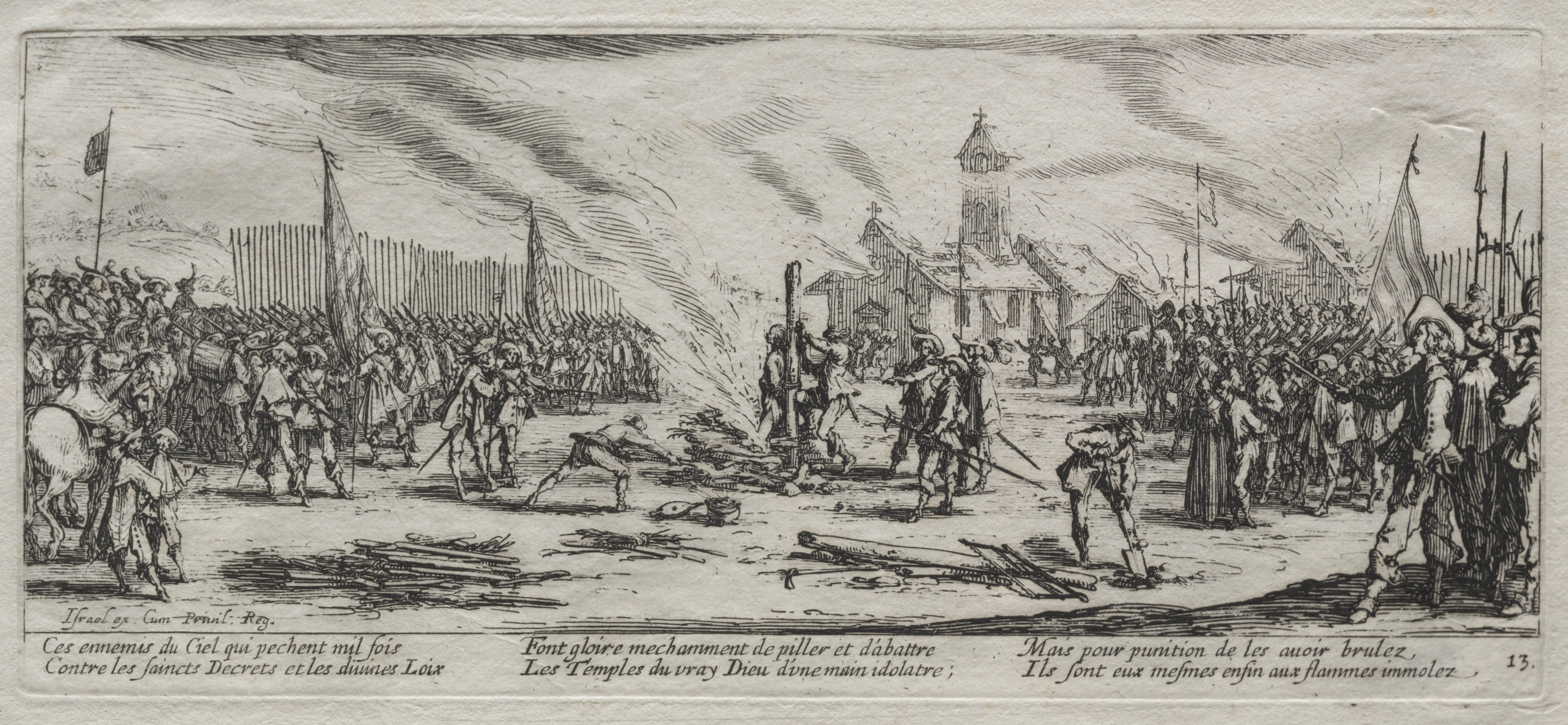 Jacques Callot, The Large Miseries of War:  Burning at the Stake