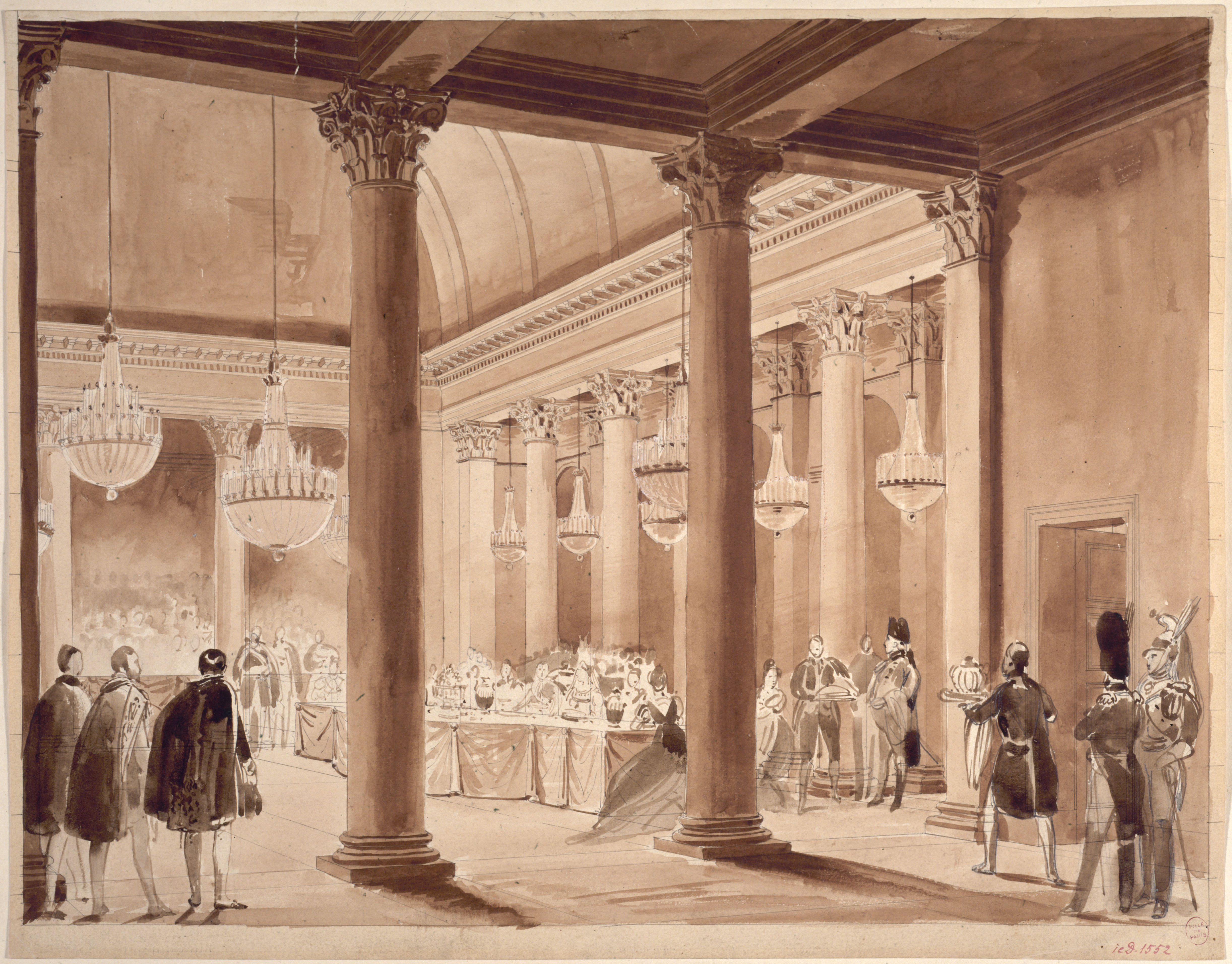 Jean-Baptiste Isabey, Napoléon assistant au dîner offert par l'Hôtel de Ville le 9 juin 1811, actuel 4ème arrondissement.