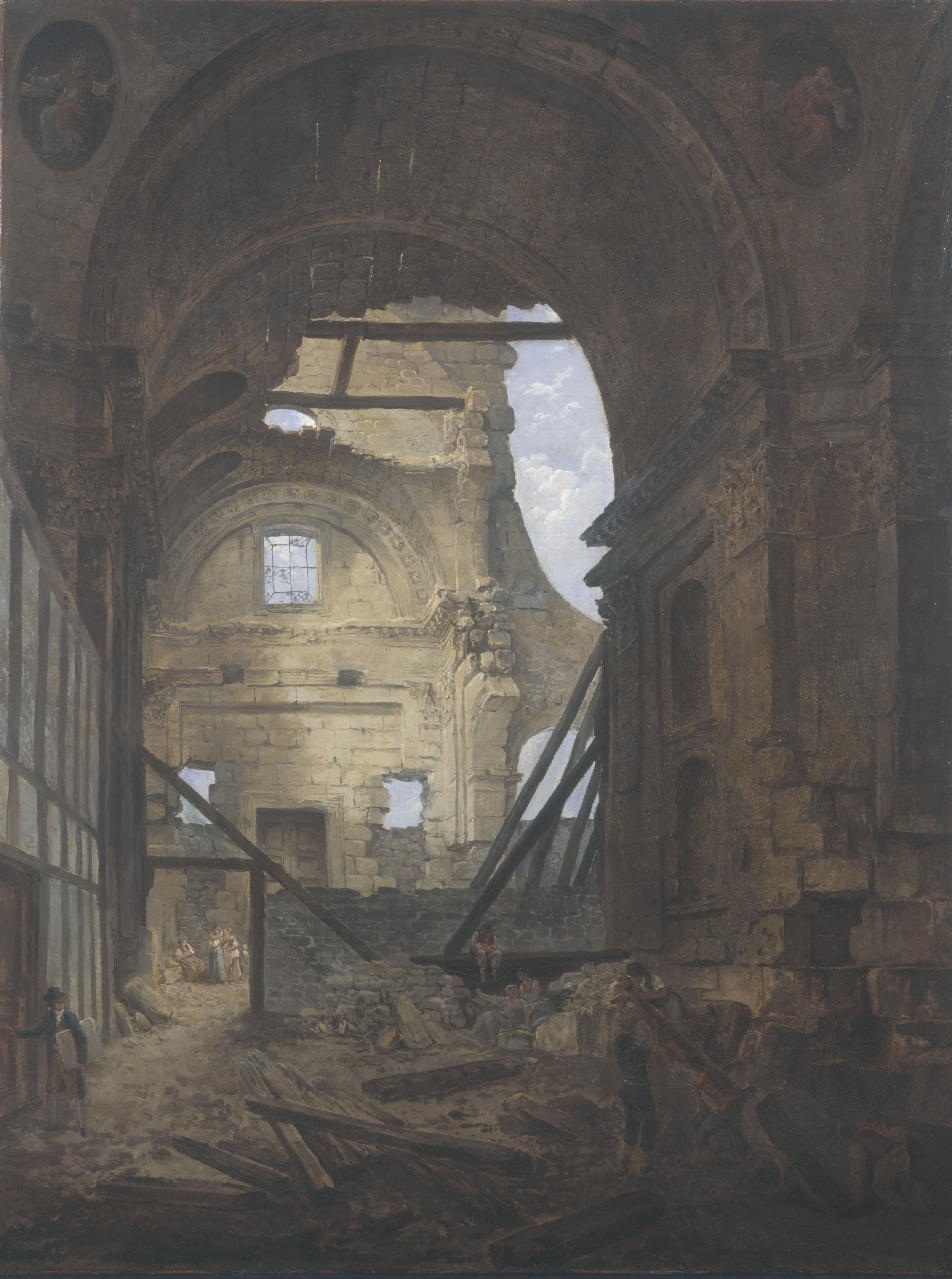 Hubert Robert, La chapelle de la Sorbonne avec la voûte de la nef effondrée