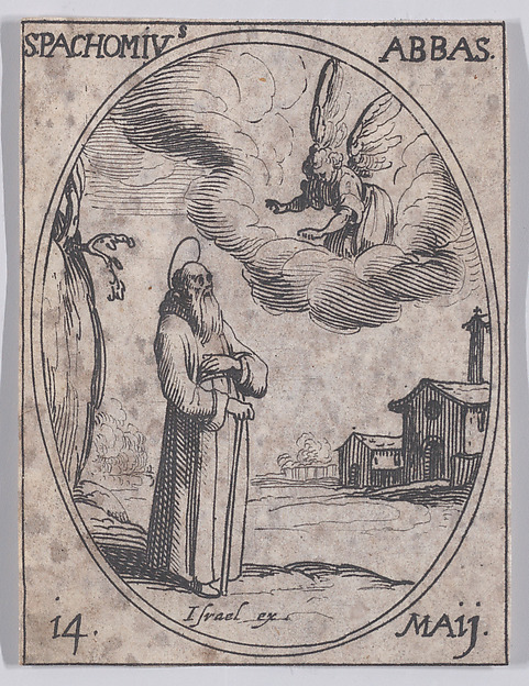 Jacques Callot, St. Pachôme, abbé (St. Pachomius, Abbot), May 14th, from "Les Images De Tous Les Saincts et Saintes de L'Année" (Images of All of the Saints and Religious Events of the Year)