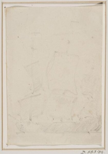 willem van de velde the younger, Rough sketch of a ship under sail; broadside view