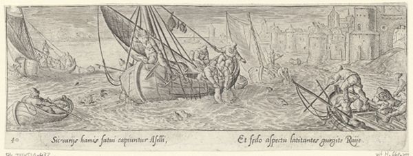 Collaert, Adriaen, (-1618), (printmaker), Venationis, piscationis, et aucupii typi: Fishing for cod and sharks