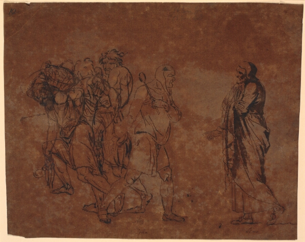 Nicolai Abildgaard, Studie af Simo, Sosie og slaverne, i billedet med disse figurer. [Simo betror sig til Sosia]