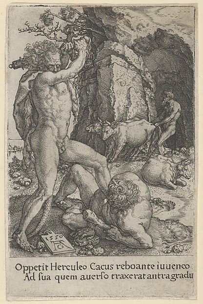 Heinrich Aldegrever, Hercules Killing Cacus, from The Labors of Hercules