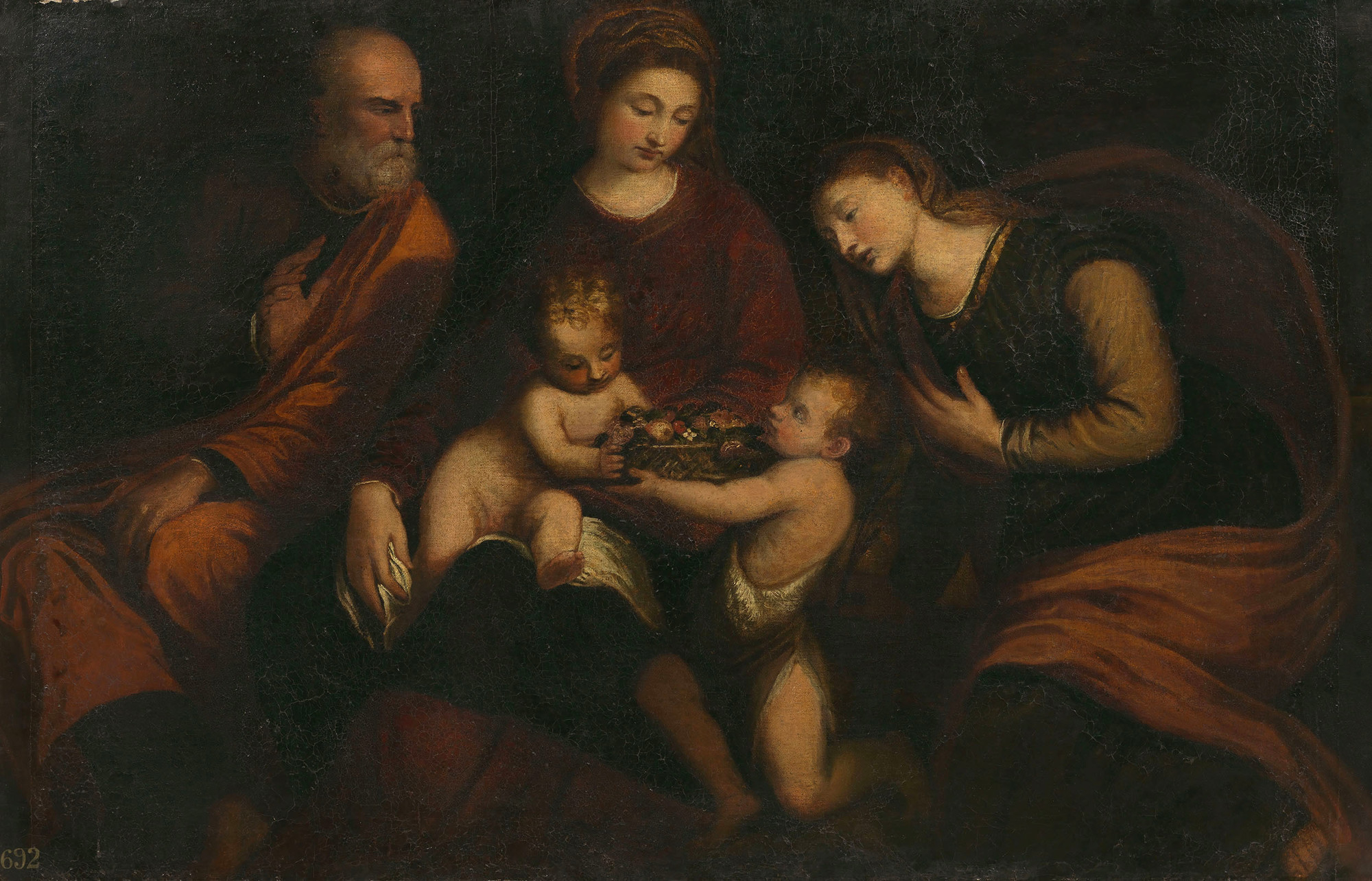 Andrea Schiavone, The Holy Family with Saints John and Catherine