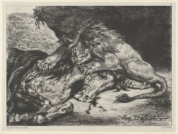 Eugène Delacroix, Lion Devouring a Horse