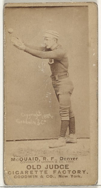 Goodwin & Company, Mortimer Martin "Mart" McQuaid, Right Field, Denver, from the Old Judge series (N172) for Old Judge Cigarettes