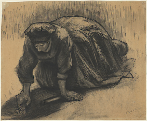 Vincent van Gogh, Peasant Woman Kneeling and Pulling Carrots