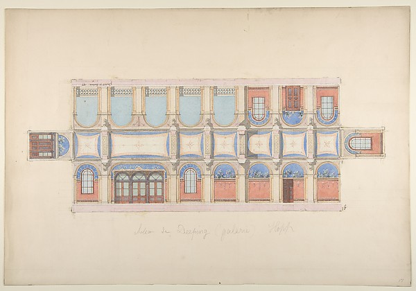 Jules-Edmond-Charles Lachaise, Plan and Elevation of Gallery, Deepdene, Dorking, Surrey