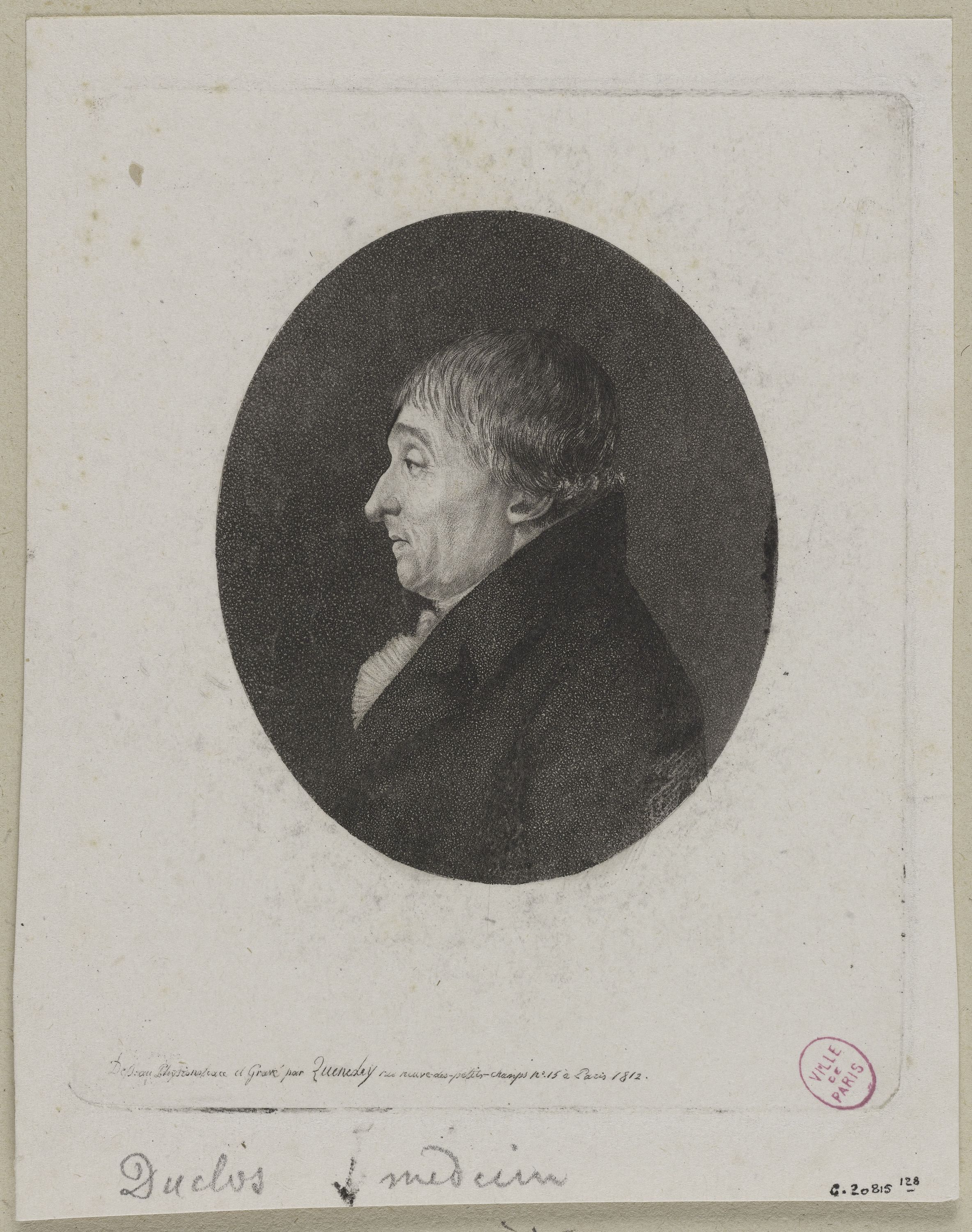 Edmé Quenedey, Portrait de Monsieur Duclos, médecin à Versailles