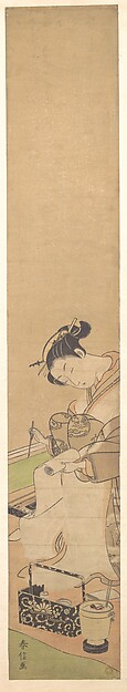 Suzuki Harunobu, An Oiran Seated upon a Bed, Writing a Letter