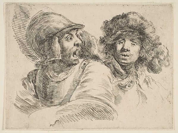 Stefano della Bella, Frightened Soldier and a Man in a Fur Hat