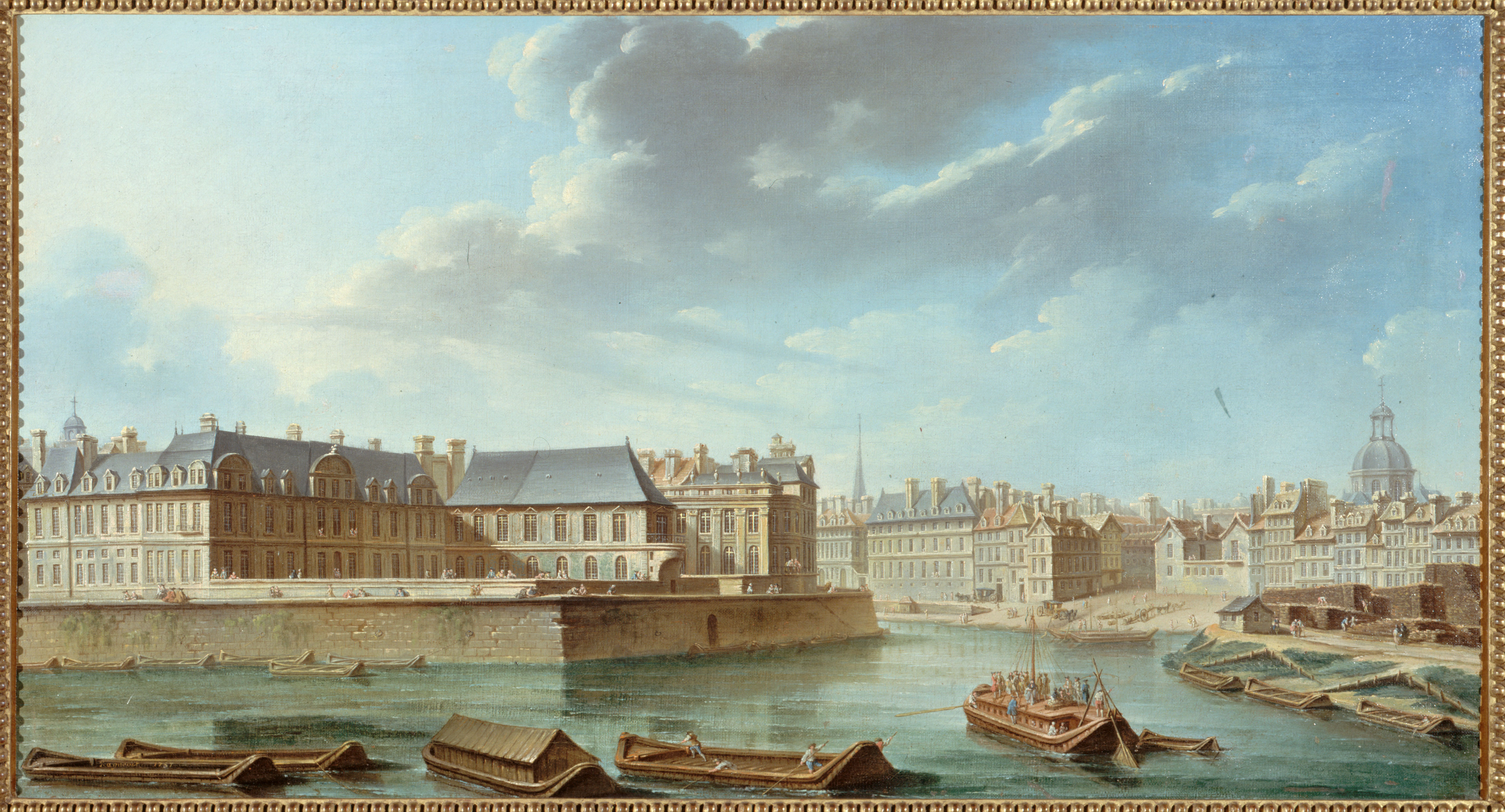 Nicolas Jean-Baptiste Raguenet, La Pointe orientale de l'île Saint-Louis, avec l'hôtel de Bretonvilliers et l'hôtel Lambert