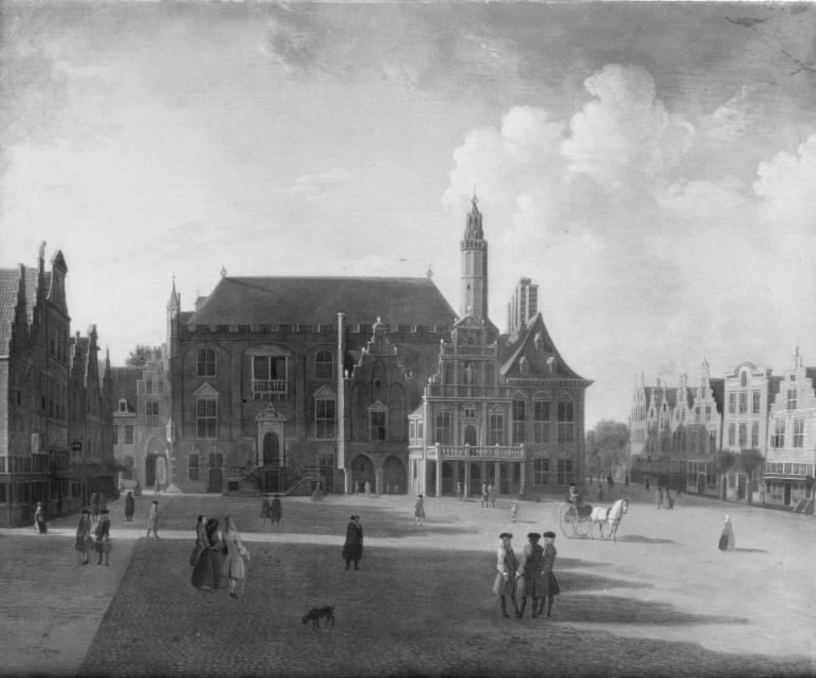 Jan ten Compe, Torvet i Haarlem, set mod rådhuset