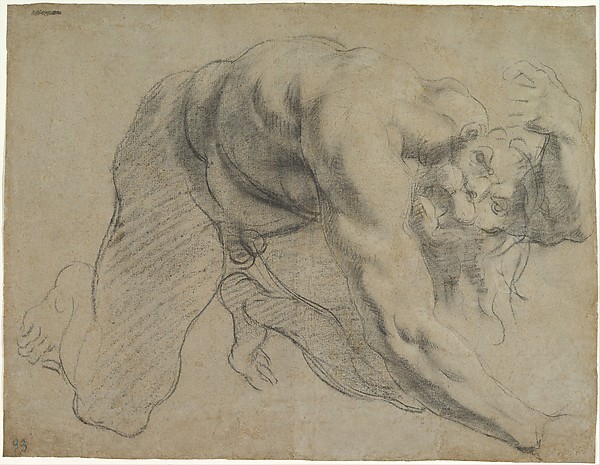 Annibale Carracci, Crawling Male Figure (Study for Cacus)