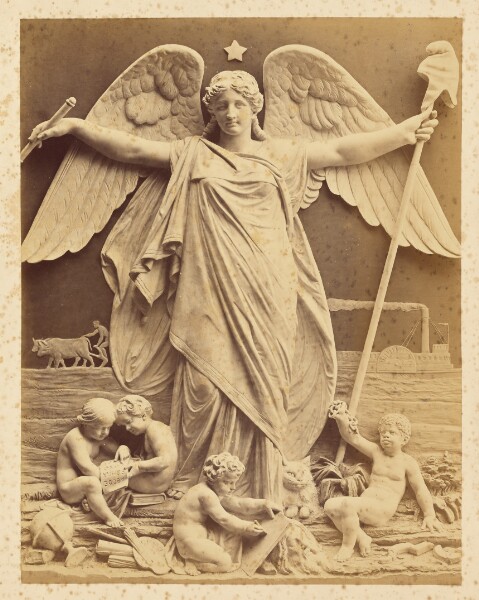Unknown, [Sculpture of winged figure with children]