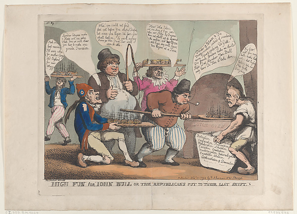 Thomas Rowlandson, High Fun for John Bull, or the Republicans Put to their Last Shift