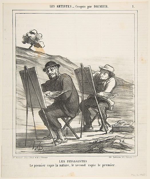 Honoré Daumier, The landscape painters, the first copies nature, the second copies the first, from 'The artists,' published in Le Charivari, May 12, 1865