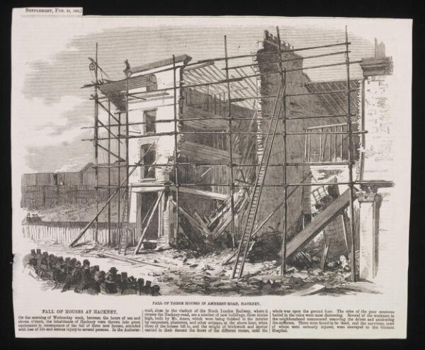 Unknown, Collapse of 3 new houses, Amhurst Road, Hackney