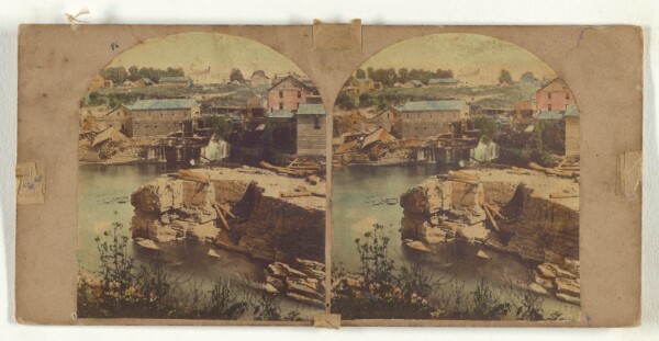 New York Stereoscopic Company, Glen's Falls. View across the Hudson, at the Foot of the Fall.