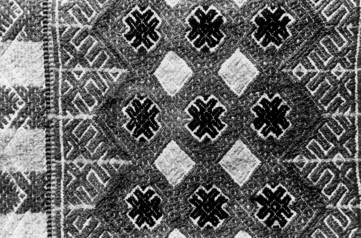 Anna Grostøl, Valle, Aust-Agder 1938. Detalj av barneluesøm på "kinn-plagg".