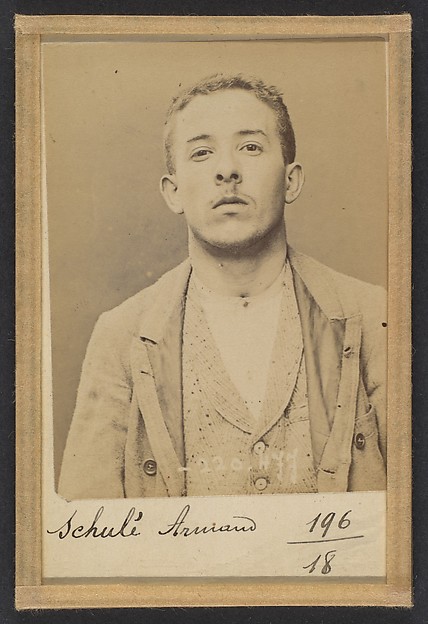 Alphonse Bertillon, Schulé. Armand. 21 ans, né le 28/2/73 à Choisy-le-Roi. Comptable. Anarchiste. 2/7/94.