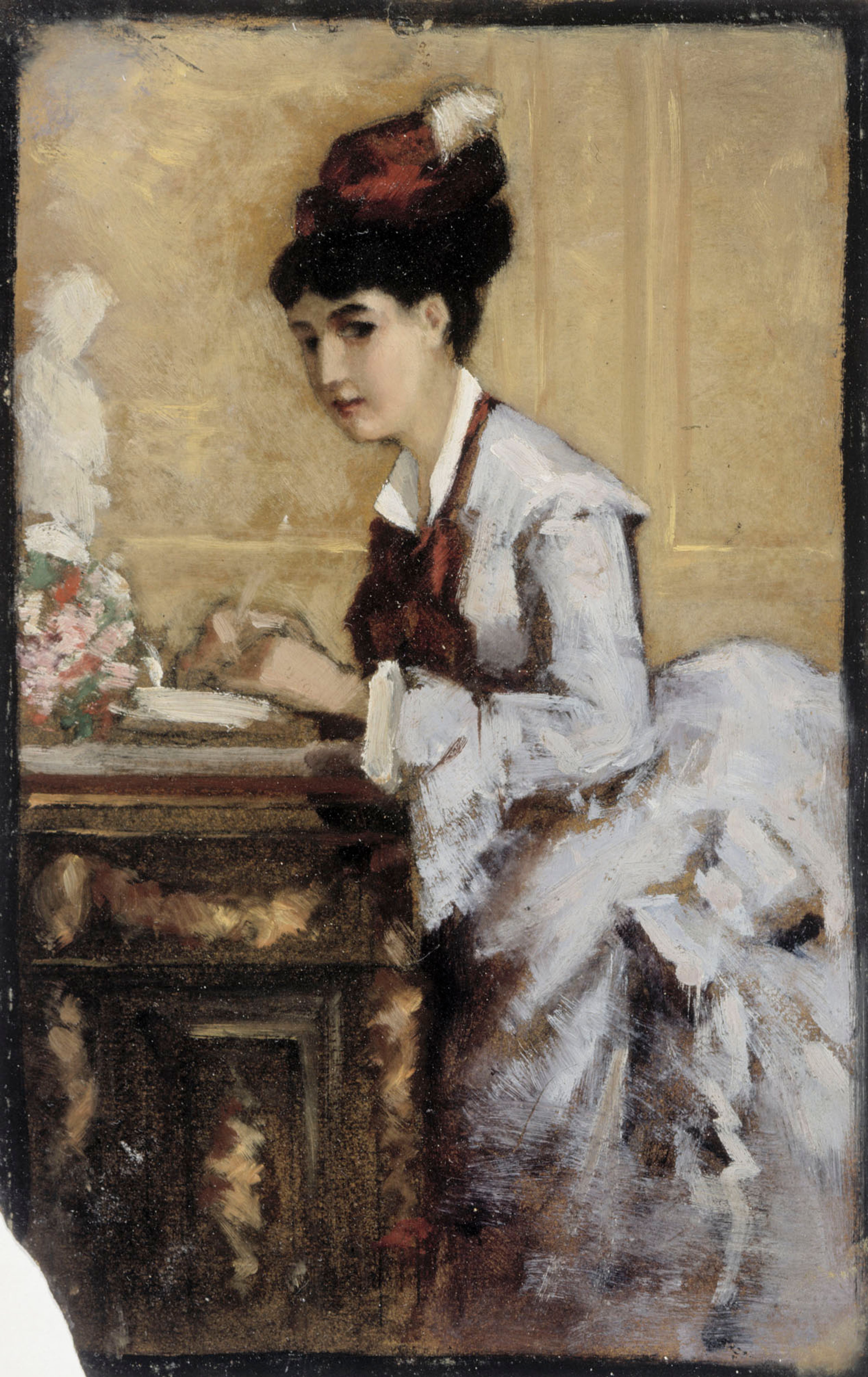 Albert Edelfelt, Lady Writing, Study I for the Rococo Lady