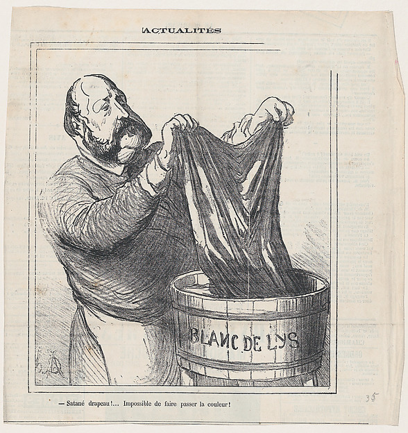 Honoré Daumier, Damned flag! Impossible to get rid of the color, from 'News of the day,' published in "Le Charivari"