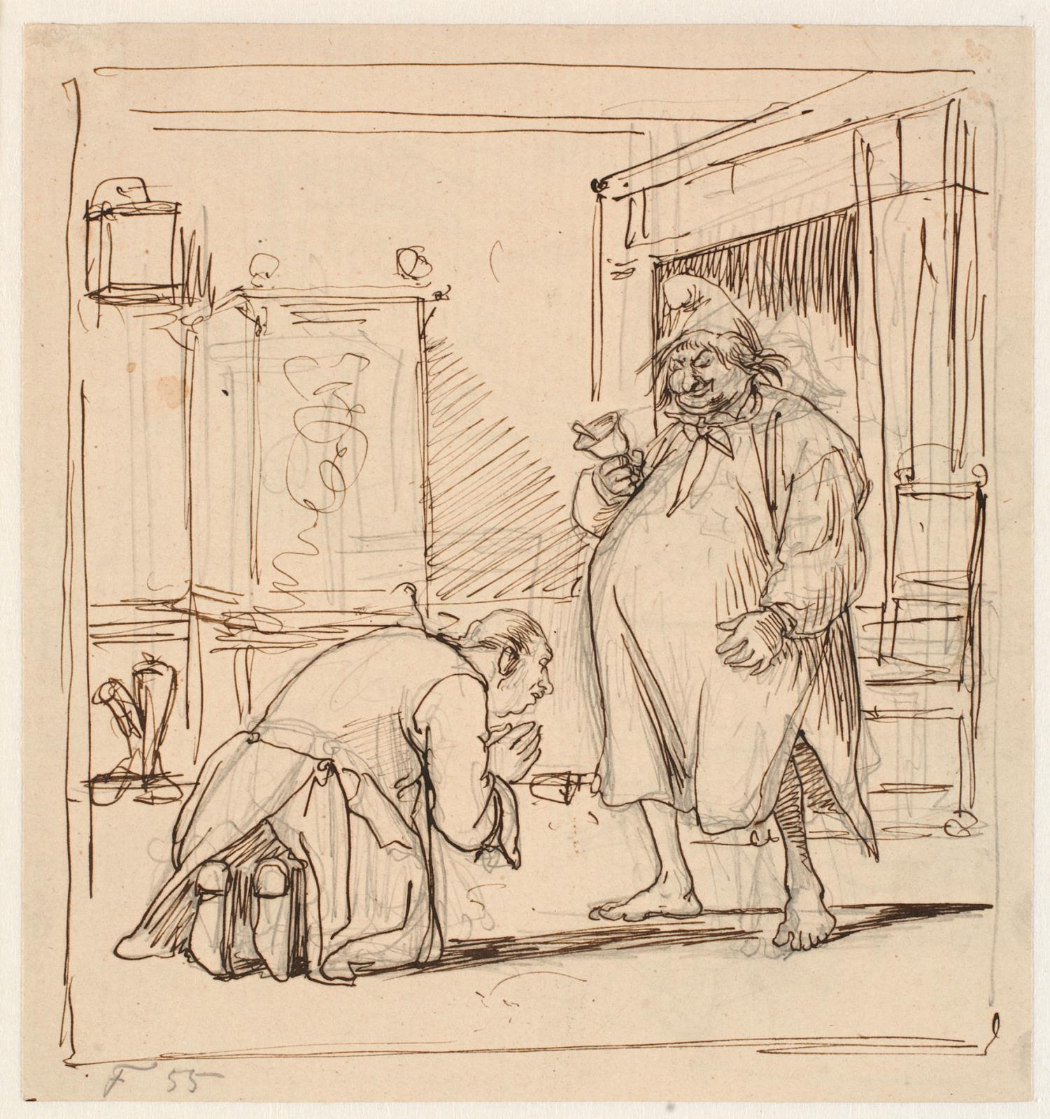 Wilhelm Marstrand, Peder Paars 1. bog 4. sang. Per Degn ræddes for fogeden