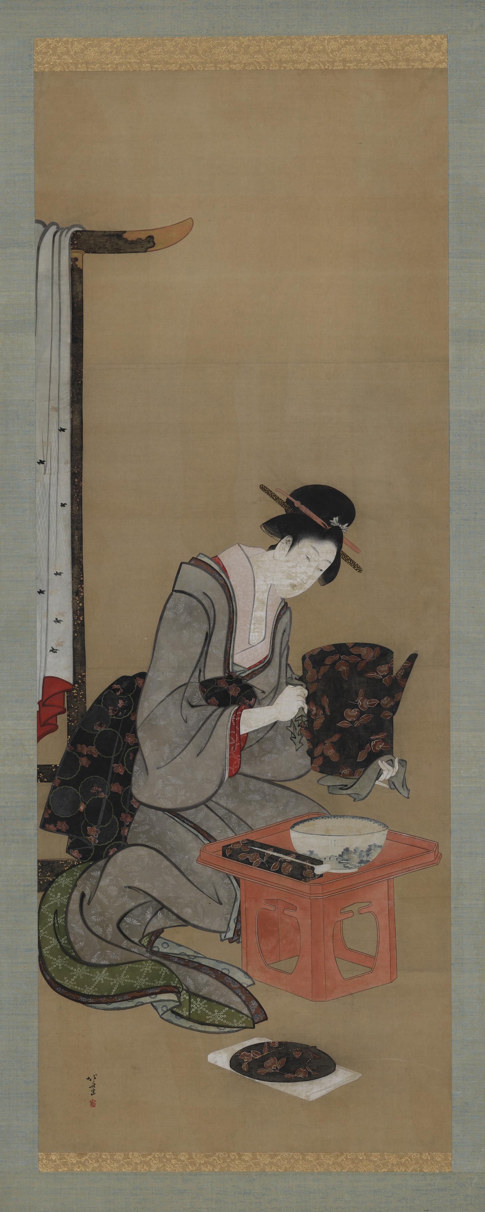 Katsushika Hokusai, New Year custom: makeup on the New Year morning